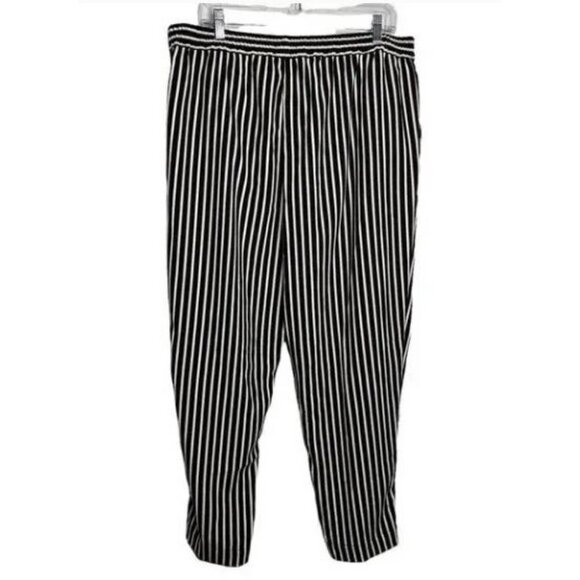 14th & Union Black Pioneer Pinstripe Tapered Leg Tie Waist Pants - Picture 2 of 8